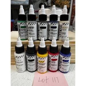 LOT OF 10 Golden High Flow Acrylics 1 fl. oz. /30 ml Sealed No Duplicates LOT117